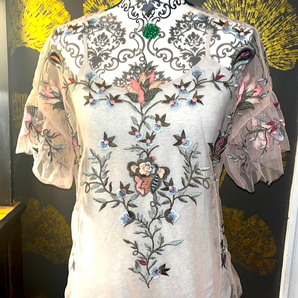 Zara organza blouse in rose